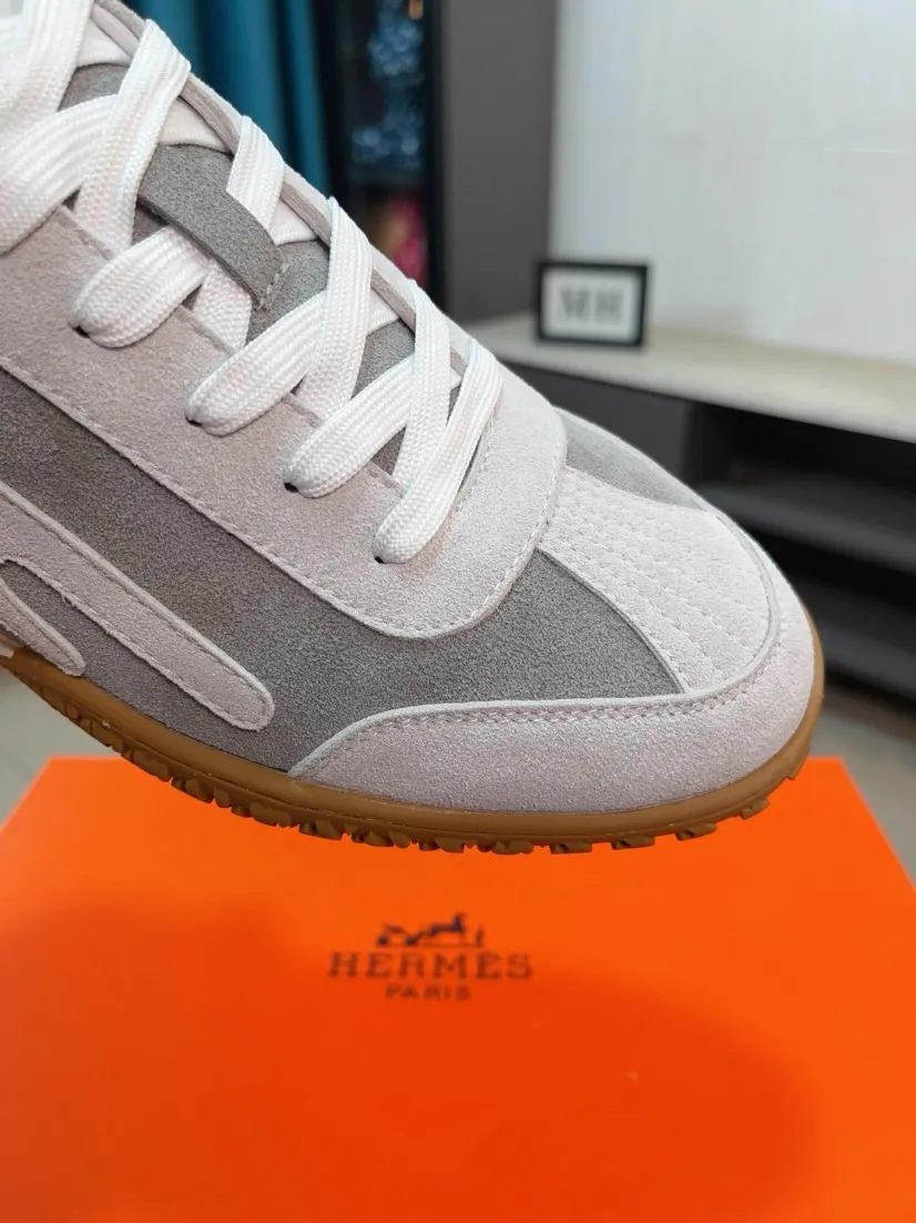 Men's shoes 💰480🌸🌸[HERMES] Hermès sneakers, the upper is made of calfskin and suede, imported materials, full of texture, the lightweight sole is decorated with contrasting patterns, creating a versatile fashion style. Size: 38-44, 45 customized